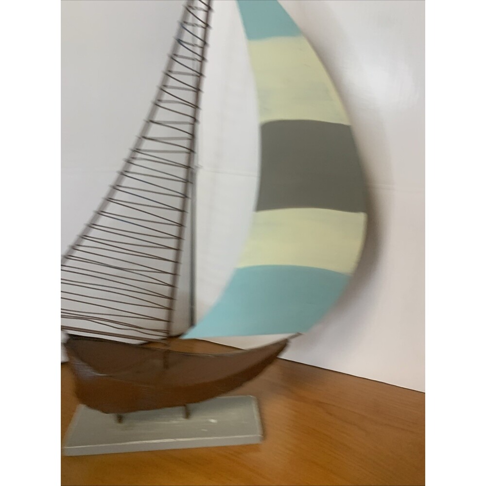 Metal Sailboat Blue/white/grey 16”x11”x2” - Picture 2 of 4